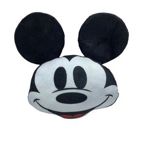 Disney Mickey Mouse Head Plush Pillow Black & White 13" Stuffed Home Decor